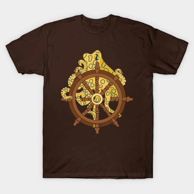 Blue ringed octopus and ship wheel T-Shirt by Pastel.Punkk